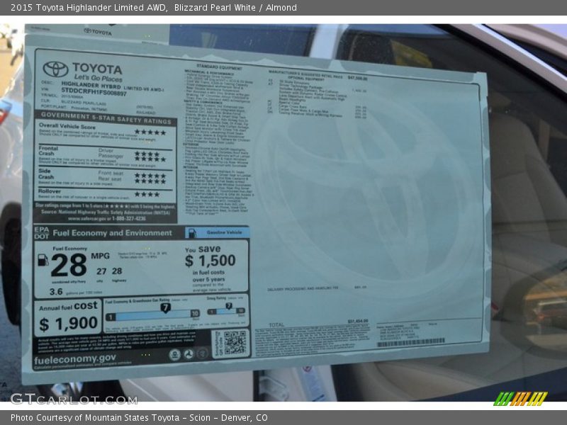 Blizzard Pearl White / Almond 2015 Toyota Highlander Limited AWD