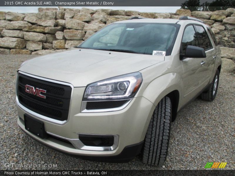 Champagne Silver Metallic / Ebony 2015 GMC Acadia SLE AWD