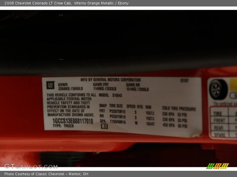 Inferno Orange Metallic / Ebony 2008 Chevrolet Colorado LT Crew Cab