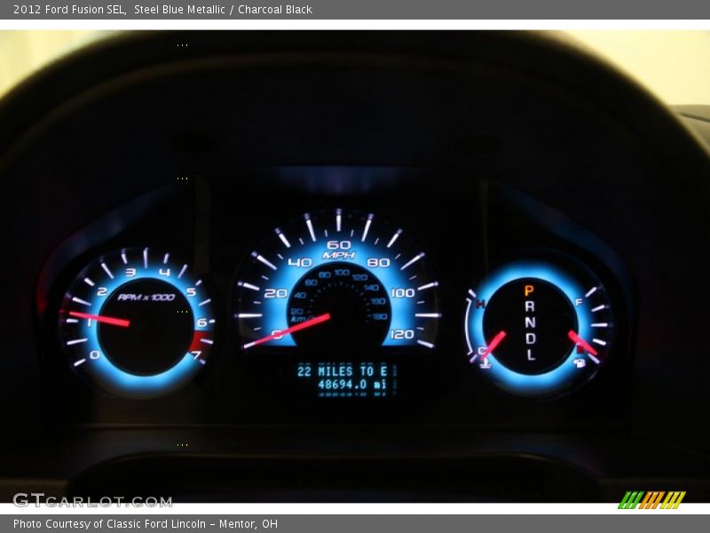 Steel Blue Metallic / Charcoal Black 2012 Ford Fusion SEL