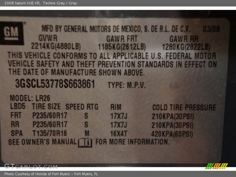 Techno Gray / Gray 2008 Saturn VUE XR