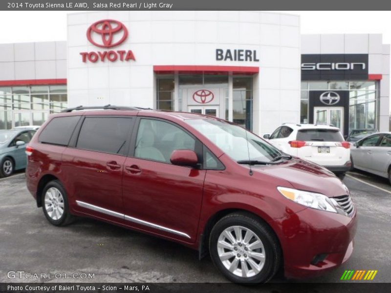 Salsa Red Pearl / Light Gray 2014 Toyota Sienna LE AWD