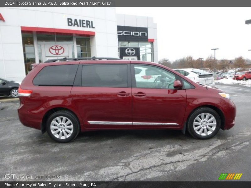 Salsa Red Pearl / Light Gray 2014 Toyota Sienna LE AWD