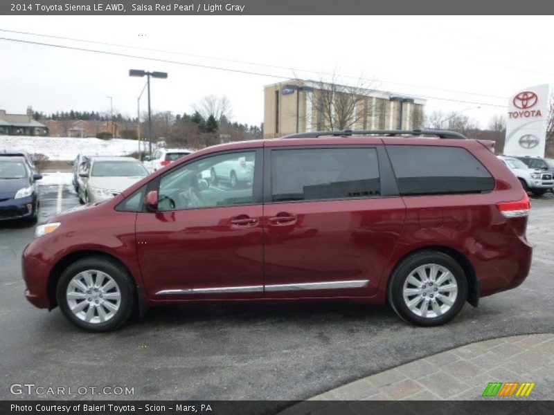 Salsa Red Pearl / Light Gray 2014 Toyota Sienna LE AWD