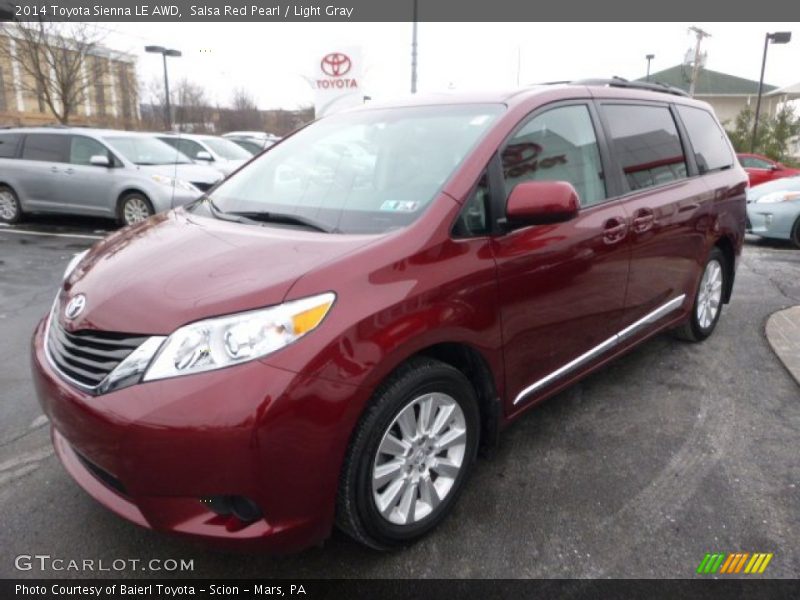 Salsa Red Pearl / Light Gray 2014 Toyota Sienna LE AWD