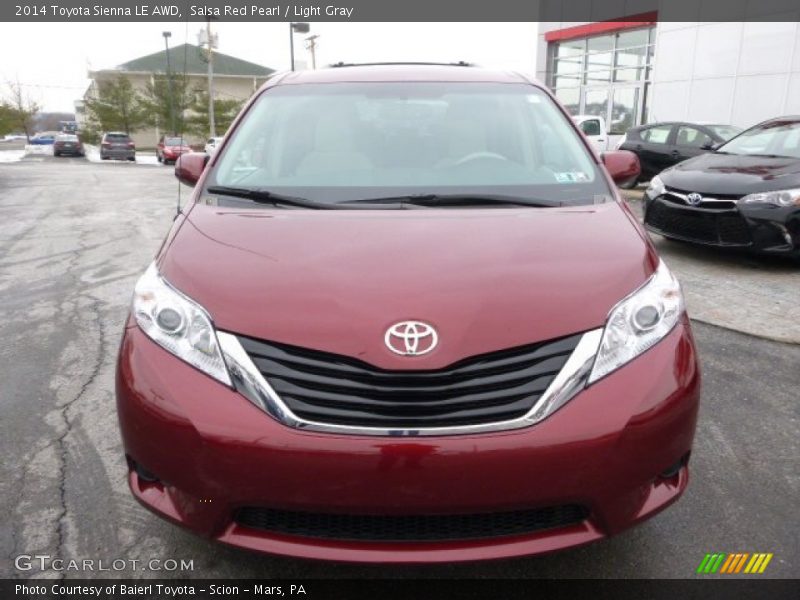 Salsa Red Pearl / Light Gray 2014 Toyota Sienna LE AWD