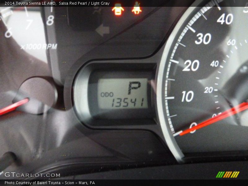 Salsa Red Pearl / Light Gray 2014 Toyota Sienna LE AWD