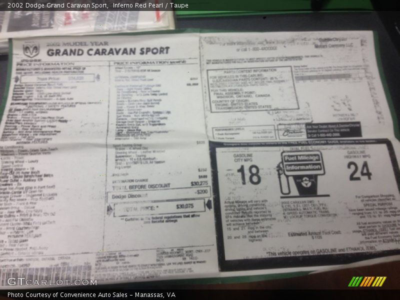Inferno Red Pearl / Taupe 2002 Dodge Grand Caravan Sport