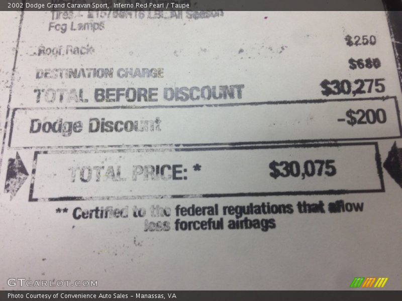 Inferno Red Pearl / Taupe 2002 Dodge Grand Caravan Sport