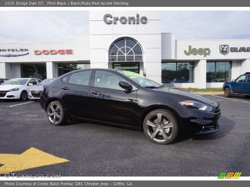 Pitch Black / Black/Ruby Red Accent Stitching 2015 Dodge Dart GT