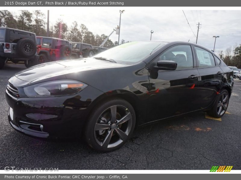 Pitch Black / Black/Ruby Red Accent Stitching 2015 Dodge Dart GT