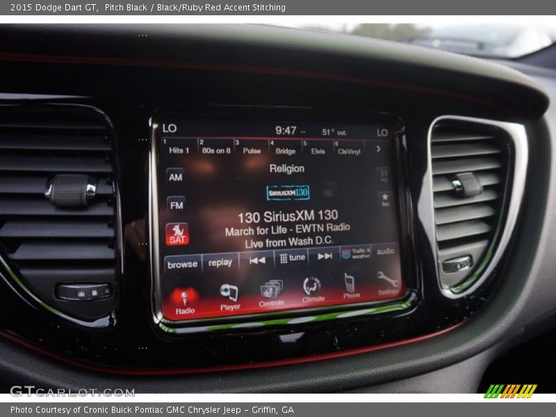 Pitch Black / Black/Ruby Red Accent Stitching 2015 Dodge Dart GT