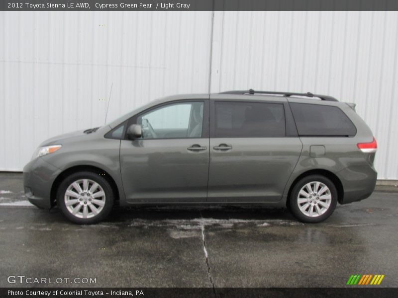 Cypress Green Pearl / Light Gray 2012 Toyota Sienna LE AWD