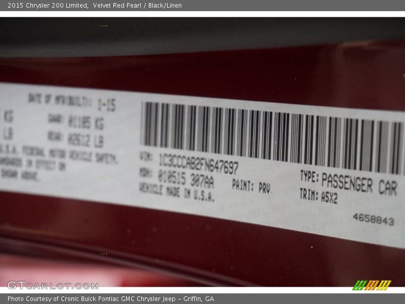 Velvet Red Pearl / Black/Linen 2015 Chrysler 200 Limited