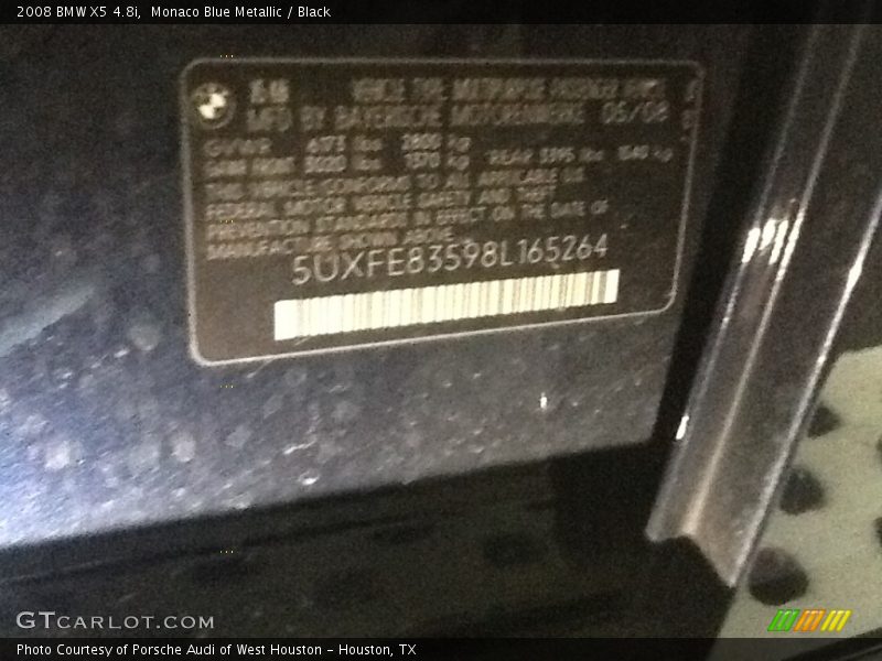 Monaco Blue Metallic / Black 2008 BMW X5 4.8i