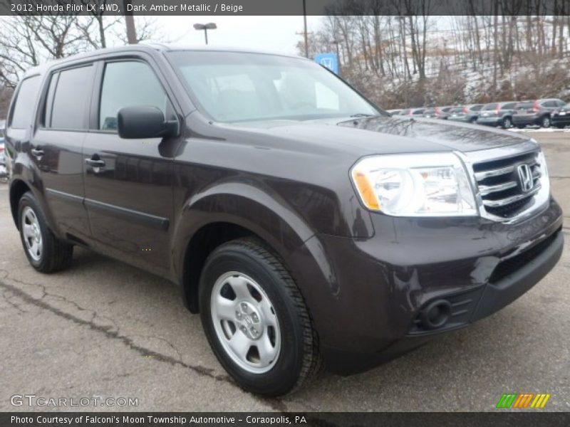 Dark Amber Metallic / Beige 2012 Honda Pilot LX 4WD