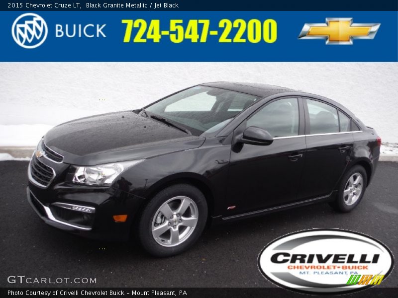 Black Granite Metallic / Jet Black 2015 Chevrolet Cruze LT