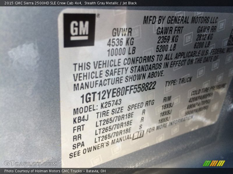 Stealth Gray Metallic / Jet Black 2015 GMC Sierra 2500HD SLE Crew Cab 4x4