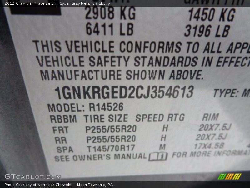Cyber Gray Metallic / Ebony 2012 Chevrolet Traverse LT