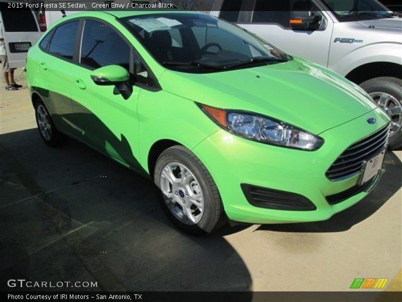 Green Envy / Charcoal Black 2015 Ford Fiesta SE Sedan