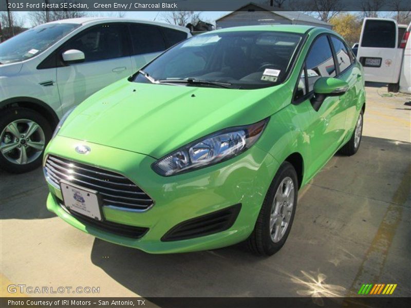 Green Envy / Charcoal Black 2015 Ford Fiesta SE Sedan