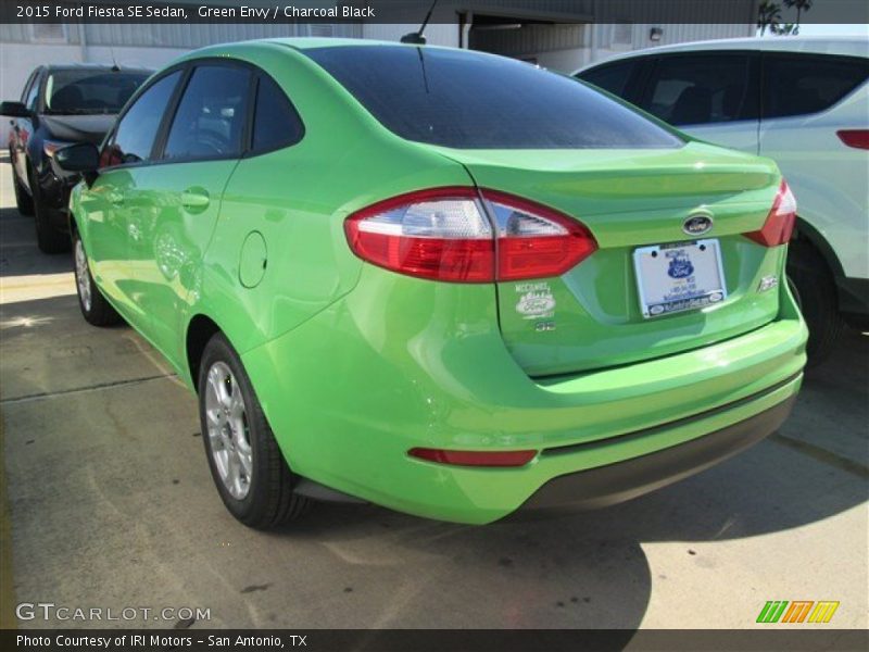 Green Envy / Charcoal Black 2015 Ford Fiesta SE Sedan
