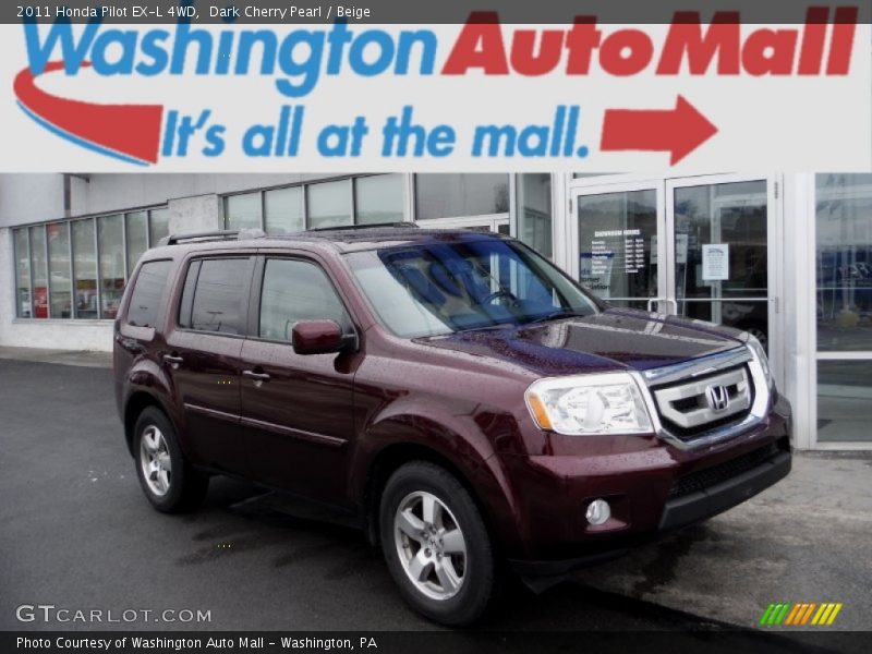 Dark Cherry Pearl / Beige 2011 Honda Pilot EX-L 4WD