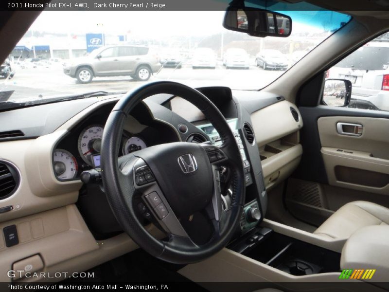 Dark Cherry Pearl / Beige 2011 Honda Pilot EX-L 4WD