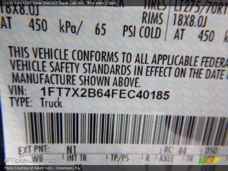 Blue Jeans / Steel 2015 Ford F250 Super Duty XLT Super Cab 4x4