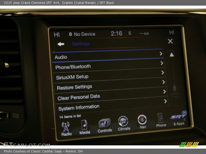 Controls of 2015 Grand Cherokee SRT 4x4