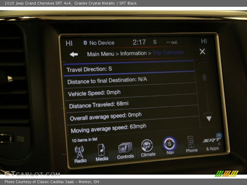 Controls of 2015 Grand Cherokee SRT 4x4