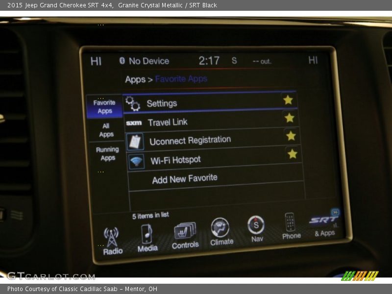 Controls of 2015 Grand Cherokee SRT 4x4