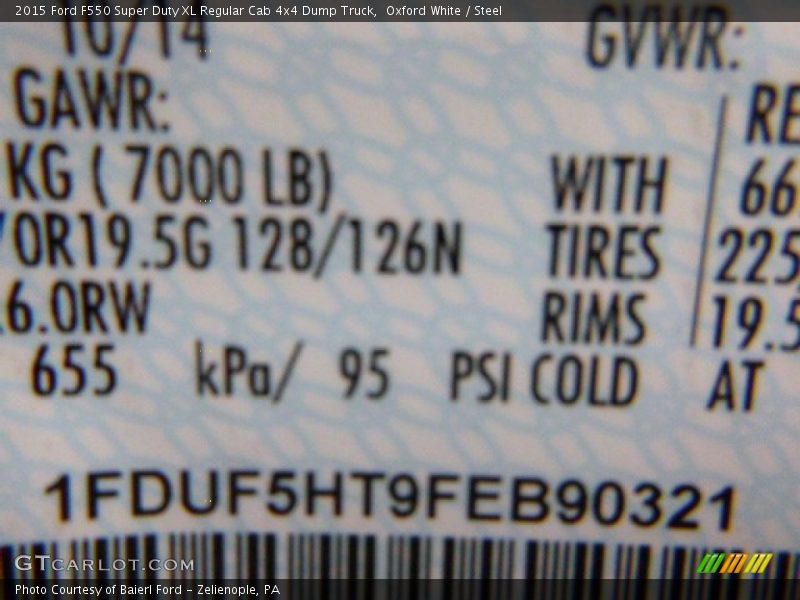 Oxford White / Steel 2015 Ford F550 Super Duty XL Regular Cab 4x4 Dump Truck