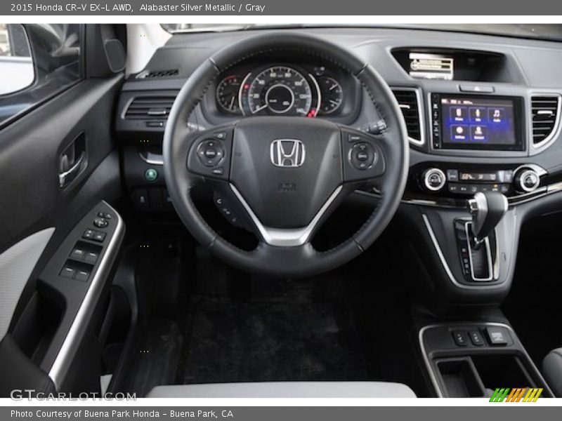 Alabaster Silver Metallic / Gray 2015 Honda CR-V EX-L AWD