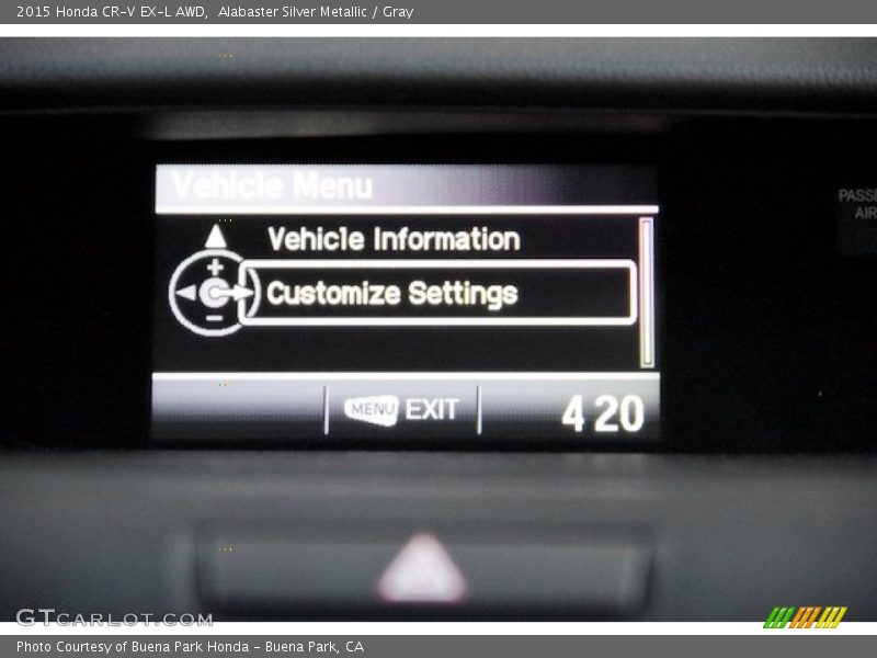 Alabaster Silver Metallic / Gray 2015 Honda CR-V EX-L AWD