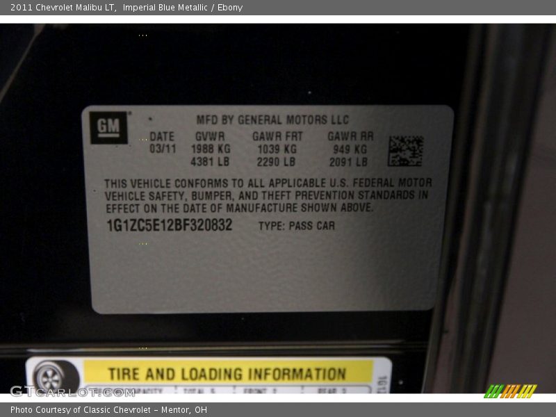 Imperial Blue Metallic / Ebony 2011 Chevrolet Malibu LT
