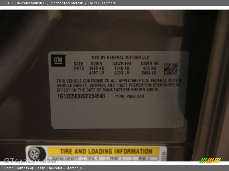 Mocha Steel Metallic / Cocoa/Cashmere 2012 Chevrolet Malibu LT