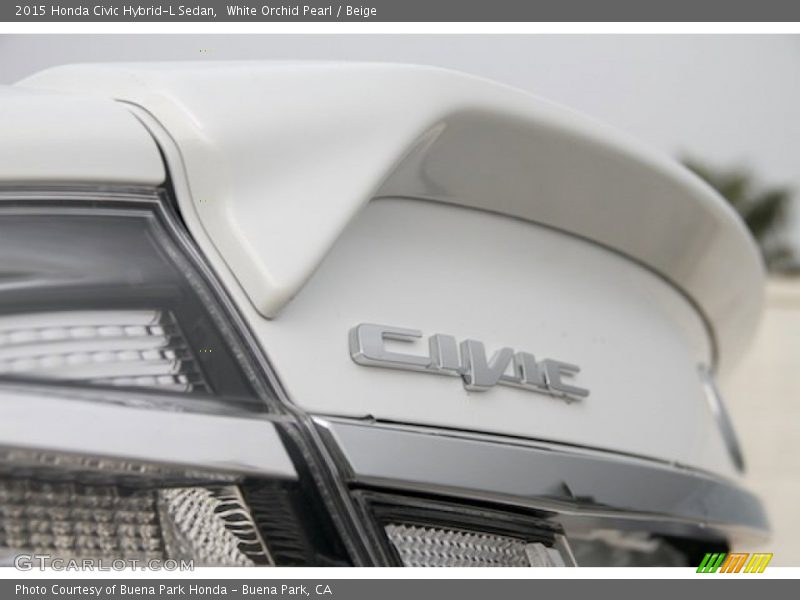 White Orchid Pearl / Beige 2015 Honda Civic Hybrid-L Sedan