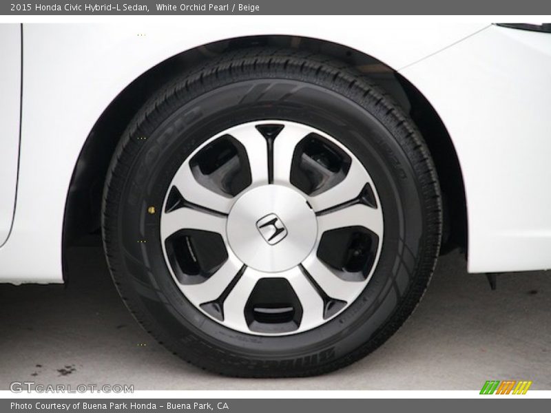 White Orchid Pearl / Beige 2015 Honda Civic Hybrid-L Sedan
