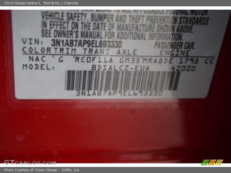 Red Brick / Charcoal 2014 Nissan Sentra S