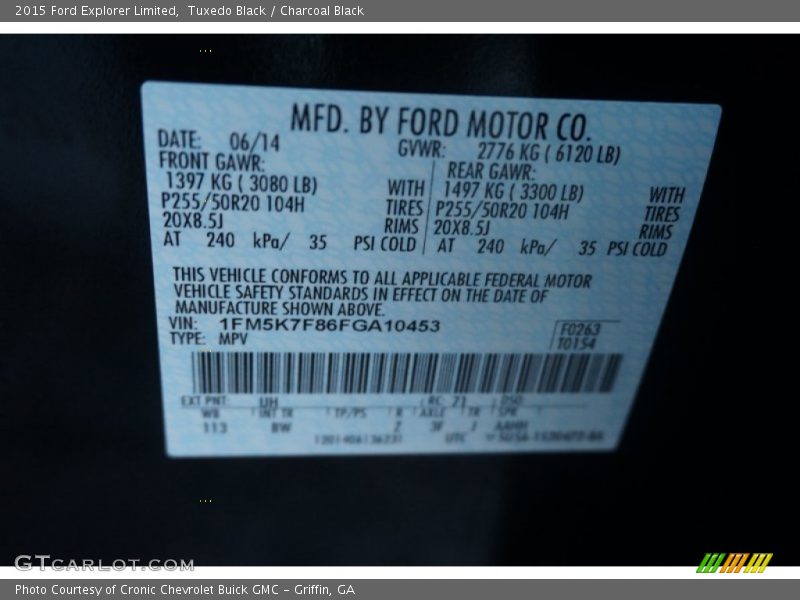 Tuxedo Black / Charcoal Black 2015 Ford Explorer Limited