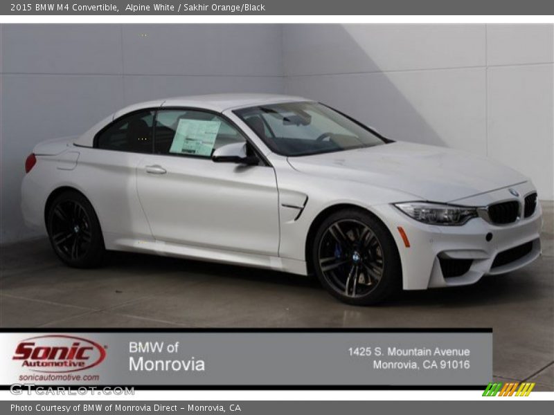 Alpine White / Sakhir Orange/Black 2015 BMW M4 Convertible