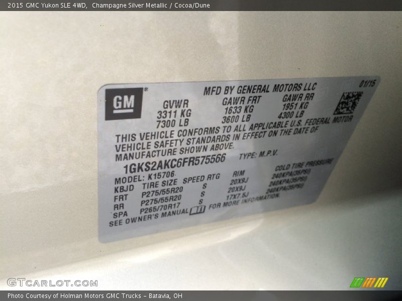 Champagne Silver Metallic / Cocoa/Dune 2015 GMC Yukon SLE 4WD