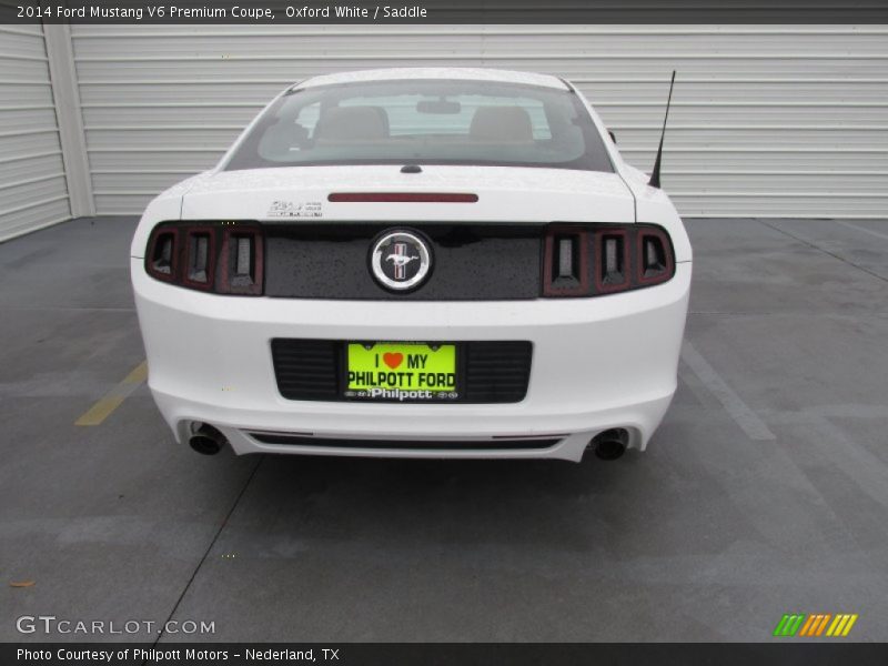 Oxford White / Saddle 2014 Ford Mustang V6 Premium Coupe