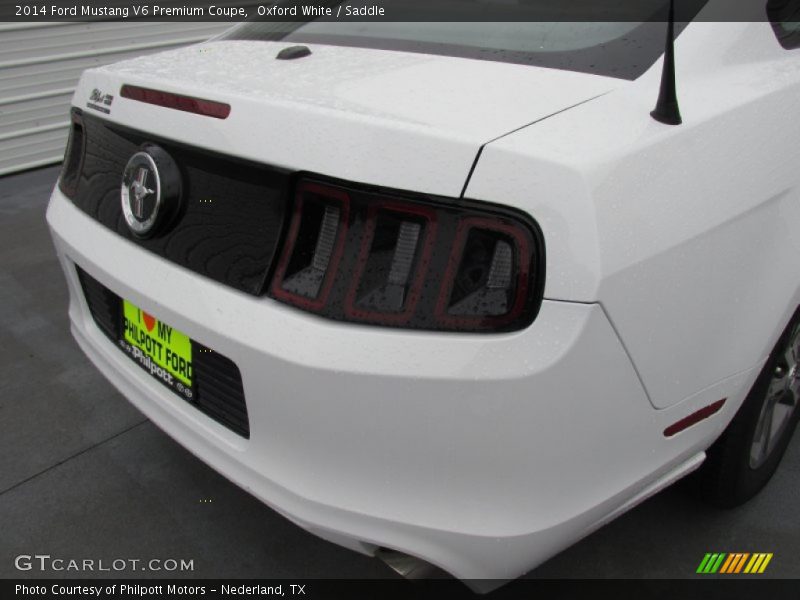 Oxford White / Saddle 2014 Ford Mustang V6 Premium Coupe
