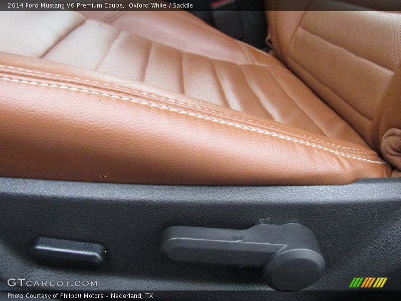 Oxford White / Saddle 2014 Ford Mustang V6 Premium Coupe