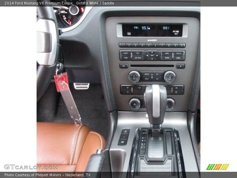 Oxford White / Saddle 2014 Ford Mustang V6 Premium Coupe