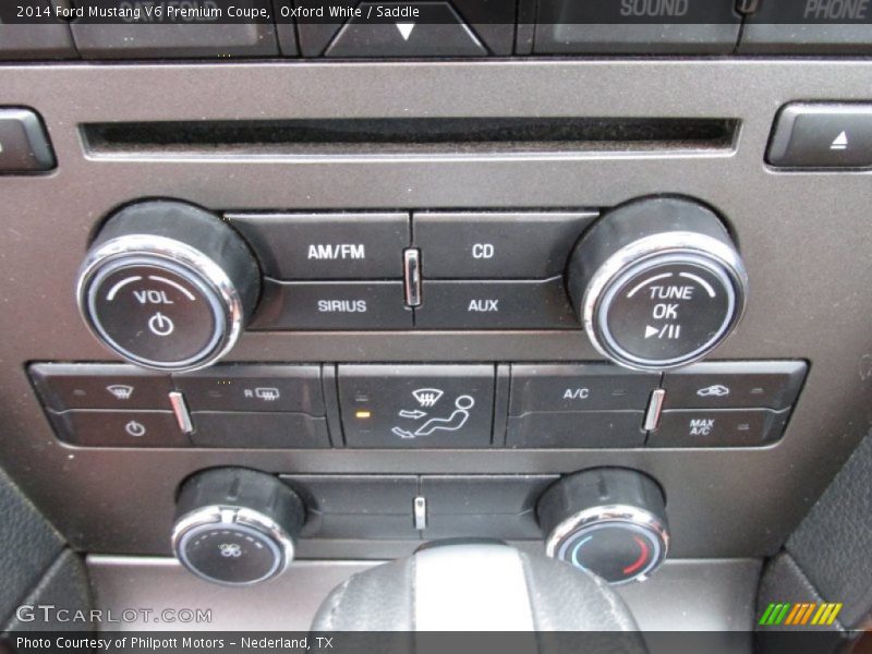 Oxford White / Saddle 2014 Ford Mustang V6 Premium Coupe