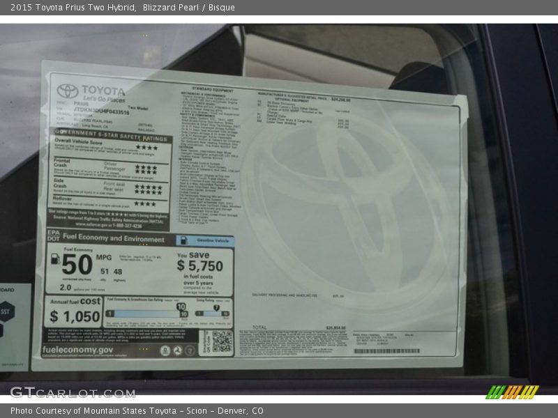 Blizzard Pearl / Bisque 2015 Toyota Prius Two Hybrid