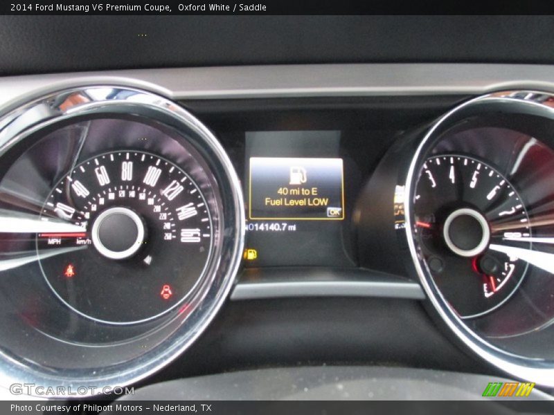 Oxford White / Saddle 2014 Ford Mustang V6 Premium Coupe